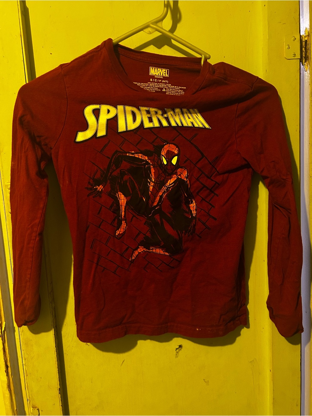 Marvel Spider-Man Burgundy Long Sleeve Tee with Graphic